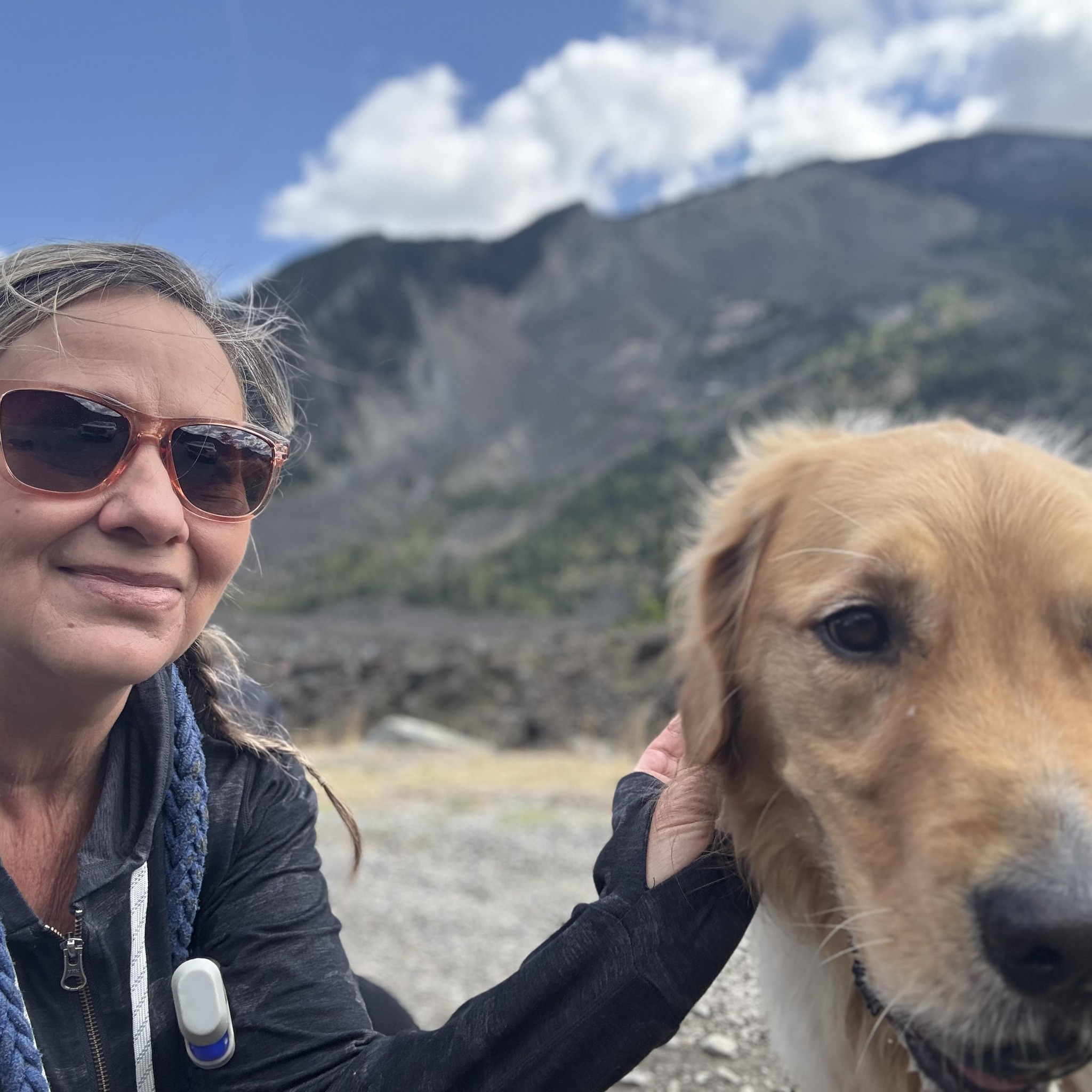 Casey with Jack at the mountains